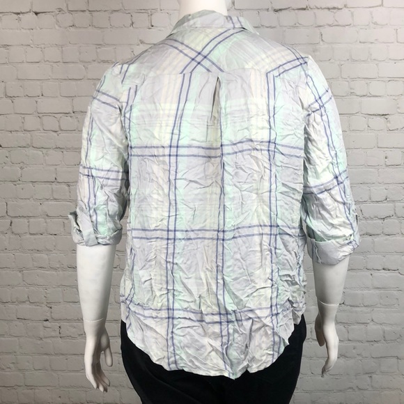 0X 1X 2X 3X Style & Co Mint Plaid Utility Shirt - Picture 3 of 6